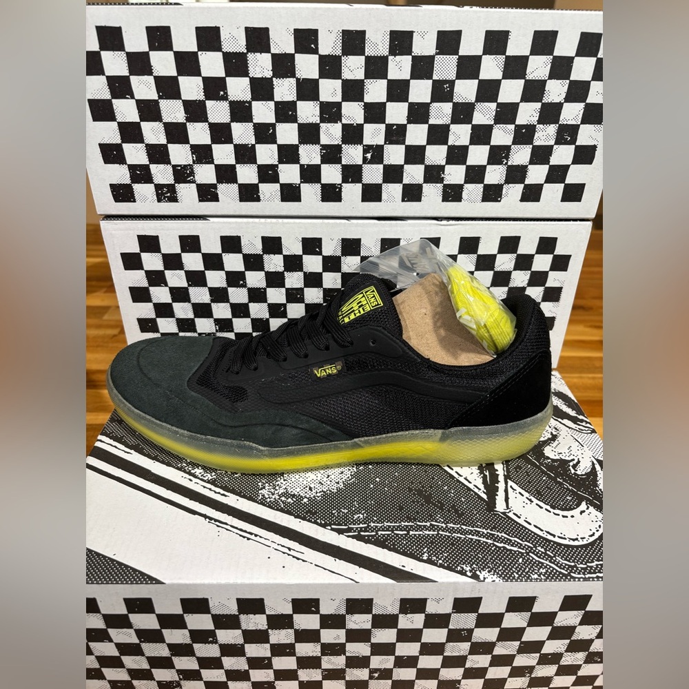 Vans Black and Yellow Skate Sneakers A.V.E.